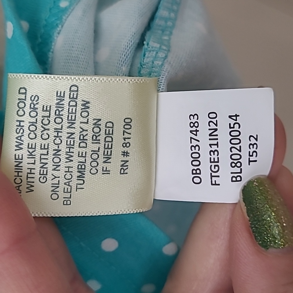 BLAIR Women's Aqua Polka Dot Top Size L - Picture 5 of 6